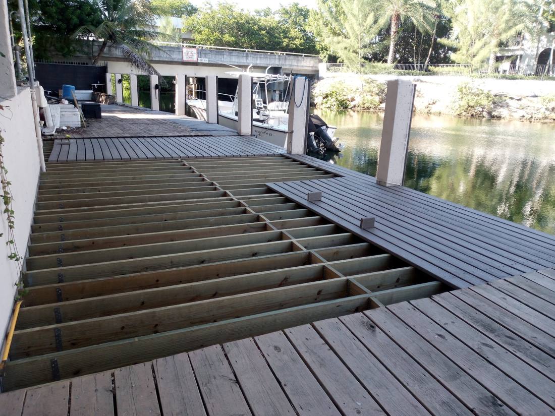 Dock framing over the water